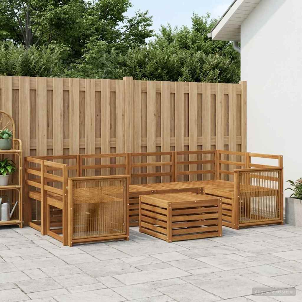 Buiten bankenset 7 pcs Naturel Massief Acaciahout image 3