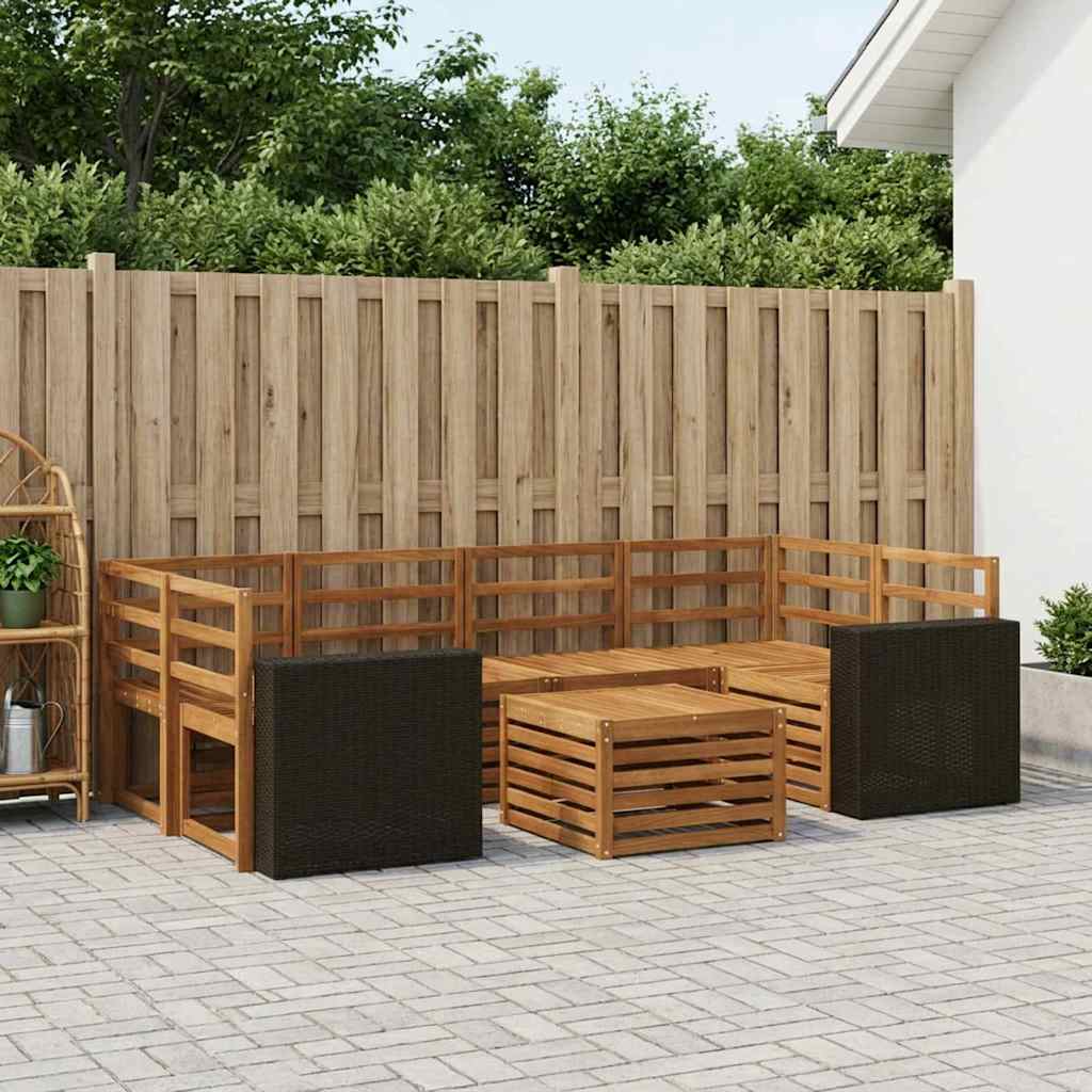 Buiten bankenset 7 pcs Naturel Massief Acaciahout image 1