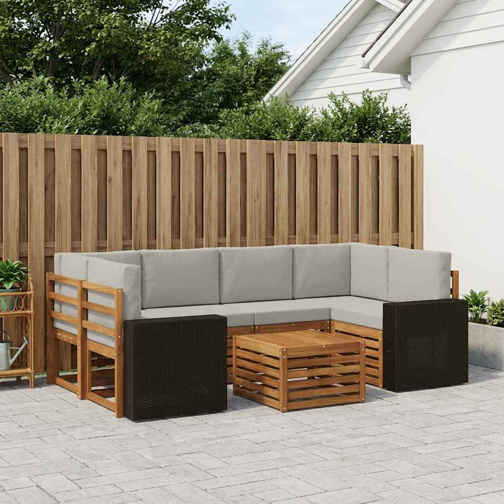 Buiten bankenset 7 pcs Naturel en lichtgrijs Massief Acaciahout image 1