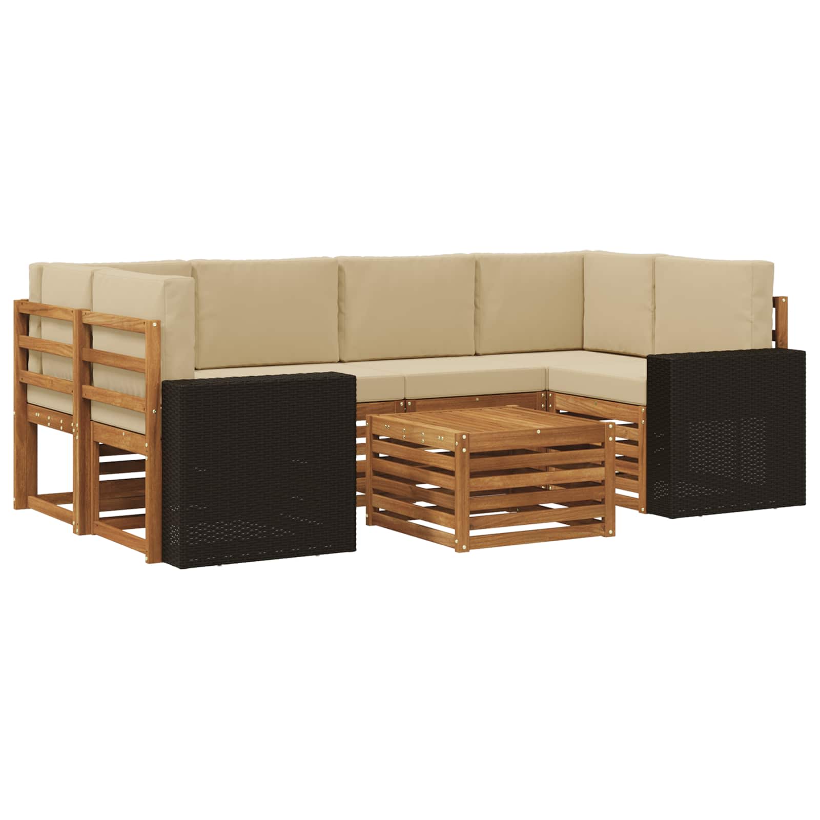 Buiten bankenset 7 pcs Natuurlijk en Beige Massief Acaciahout image 2