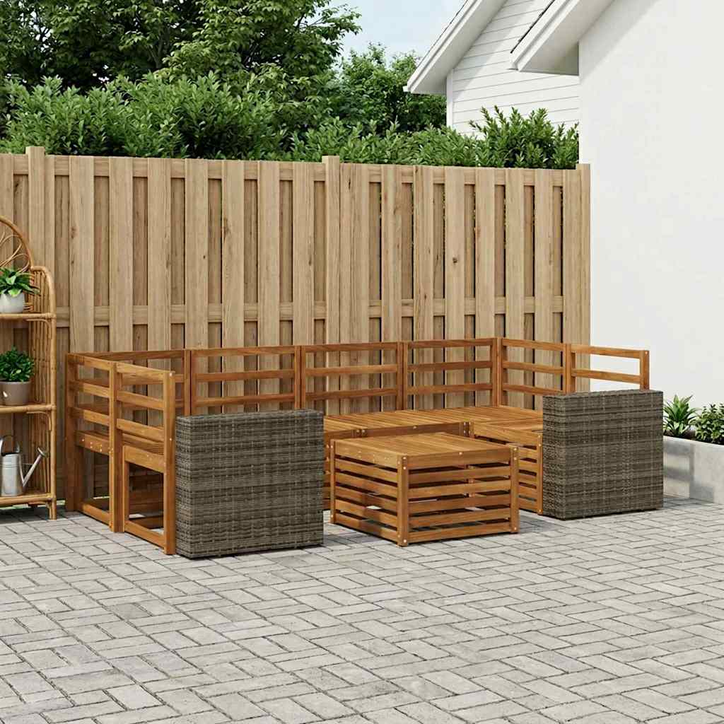 Buiten bankenset 7 pcs Naturel Massief Acaciahout image 1