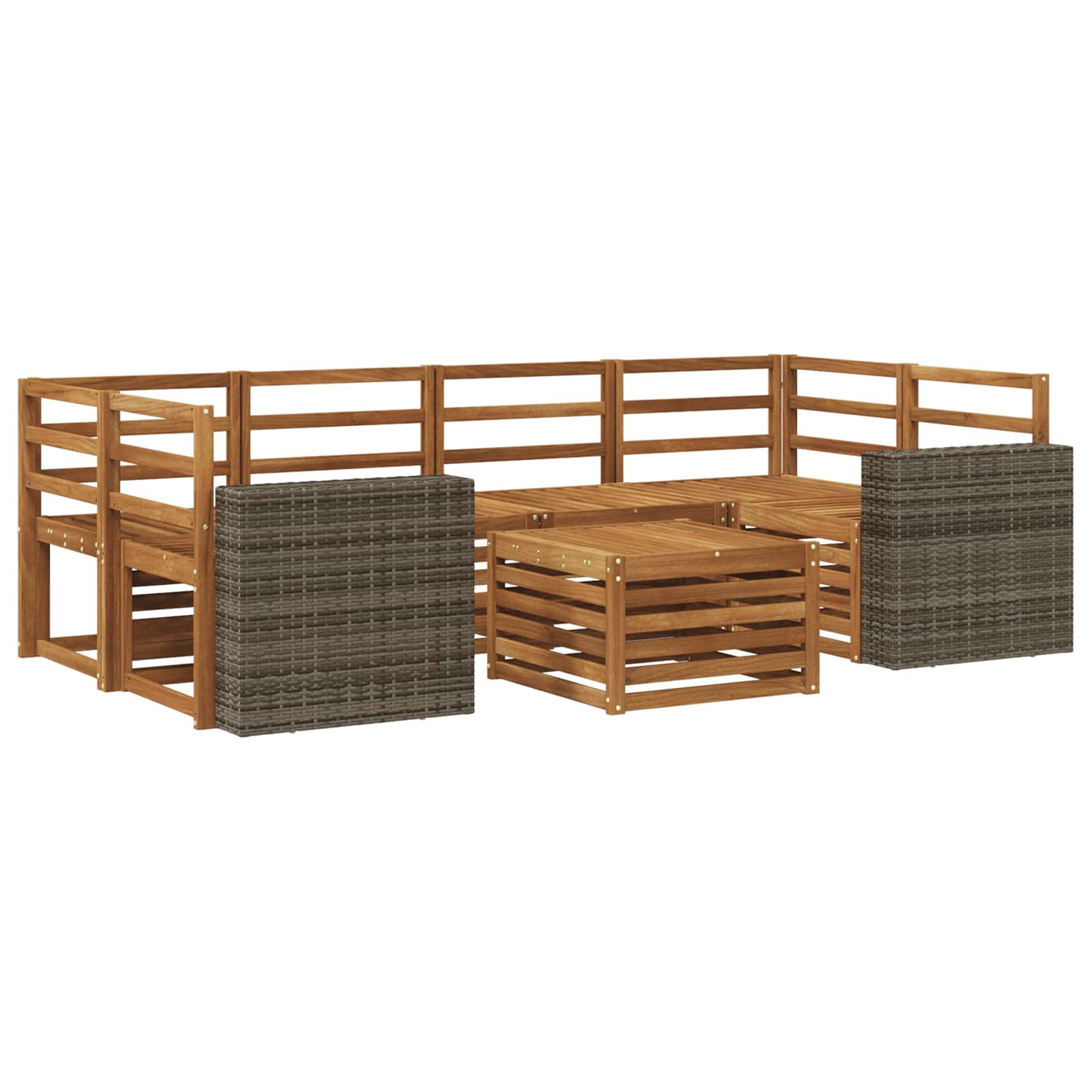 Buiten bankenset 7 pcs Naturel Massief Acaciahout image 2
