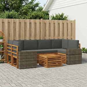 Zunanja garnitura za sedenje 7 pcs Naravna in antracitna
