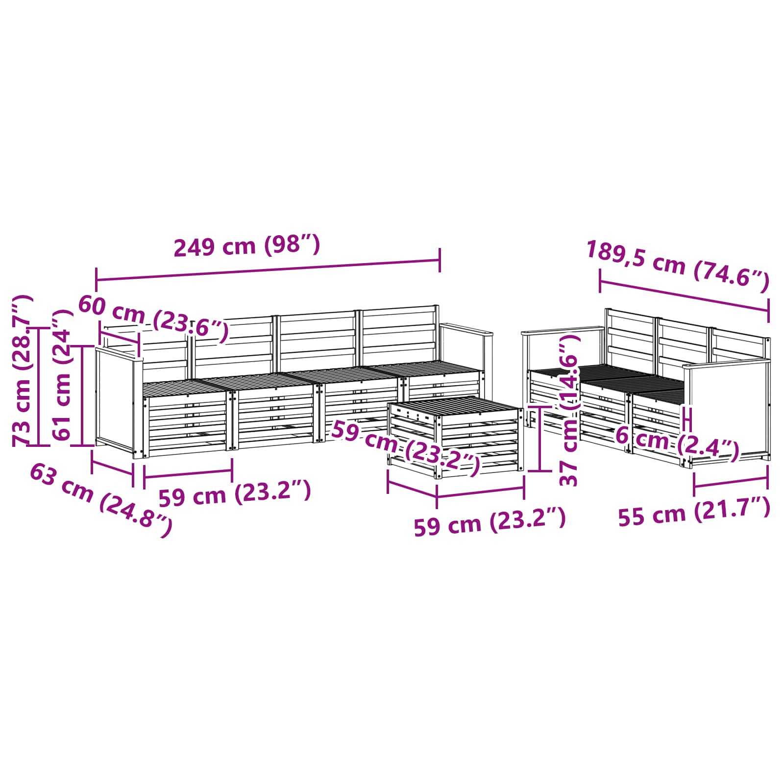 Sofa-Sets 8 pcs Massief Acaciahout image 7