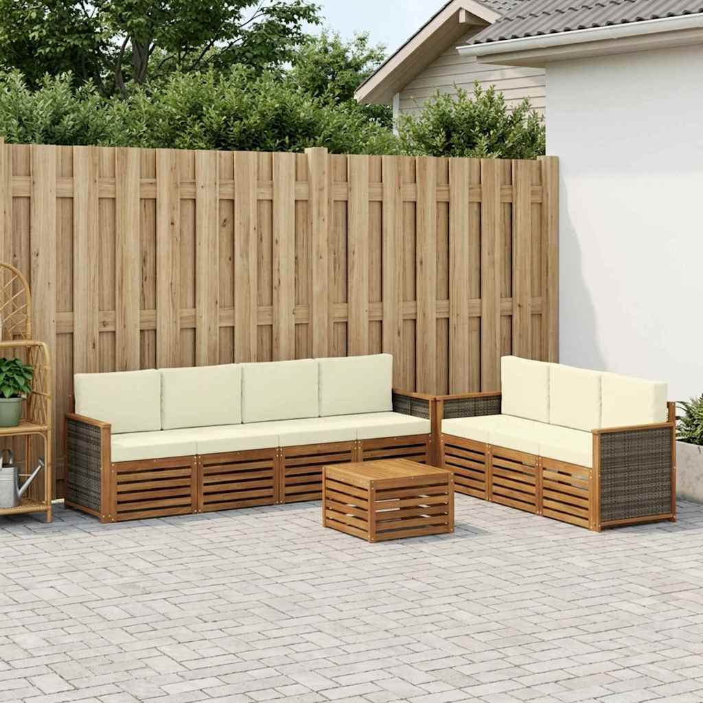 Sofasæt til terrasse - 8 dele i massivt akacietræ med puder