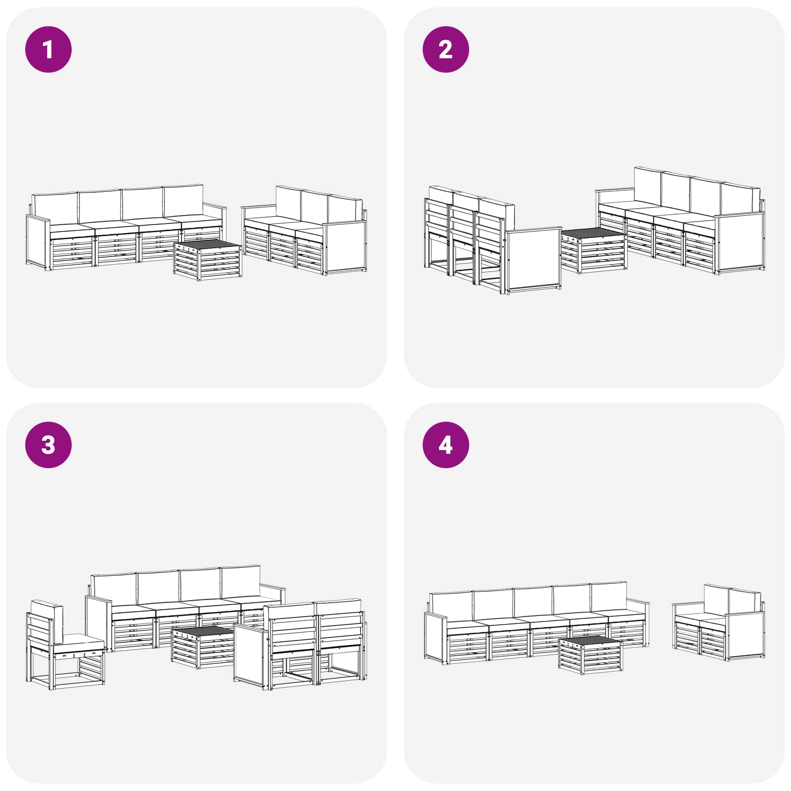 Sofa-Sets met kussen 8 pcs Massief Acaciahout image 5