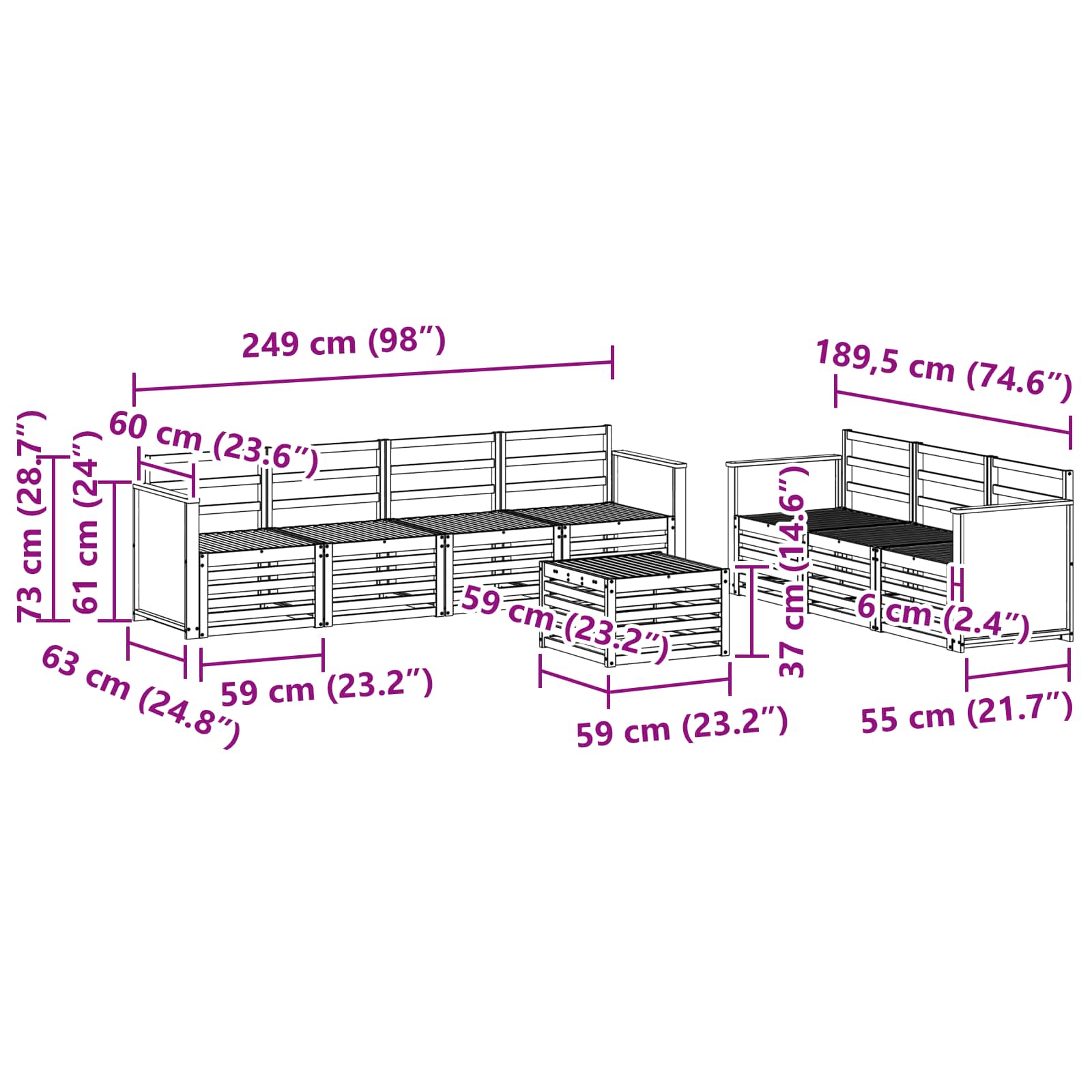 Sofa-Sets 8 pcs Massief Acaciahout image 7