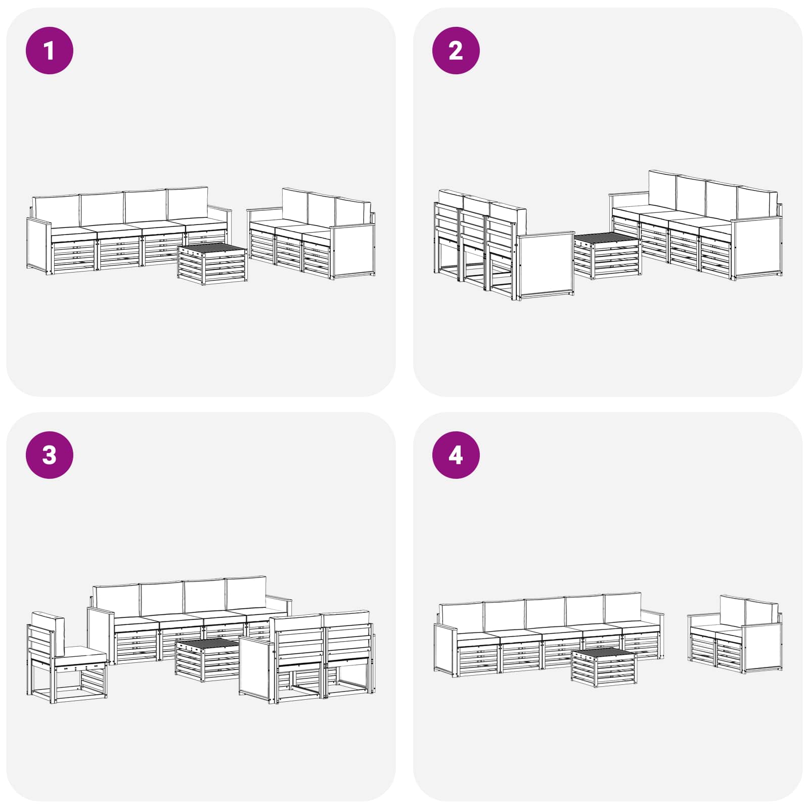 Sofa-Sets met kussen 8 pcs Massief Acaciahout image 5