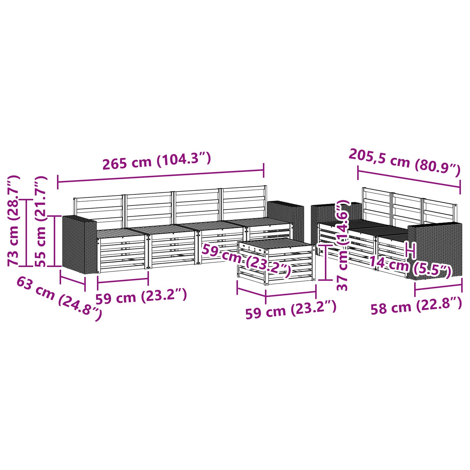 Sofa-Sets 8 pcs Massief Acaciahout image 6