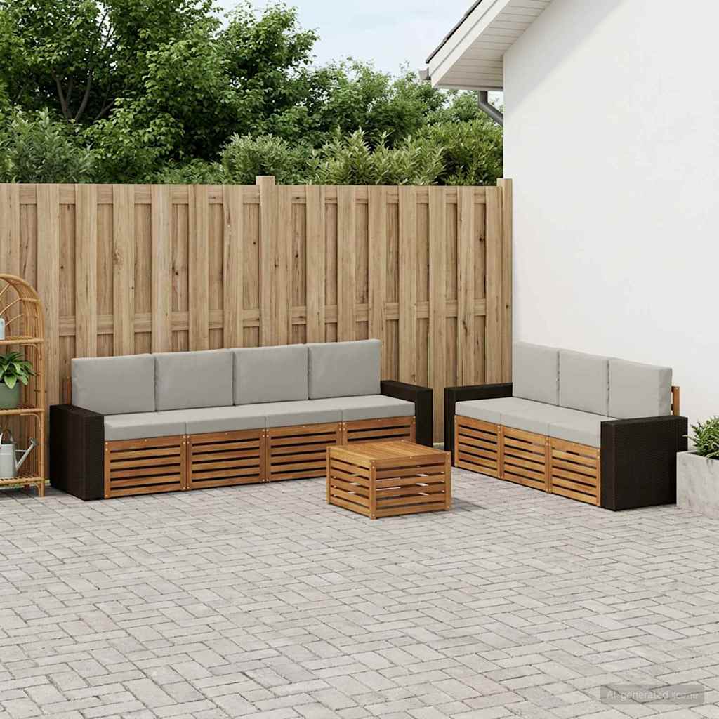 Sedací soupravy s polštářem 8 pcs Masivní akátové dřevo