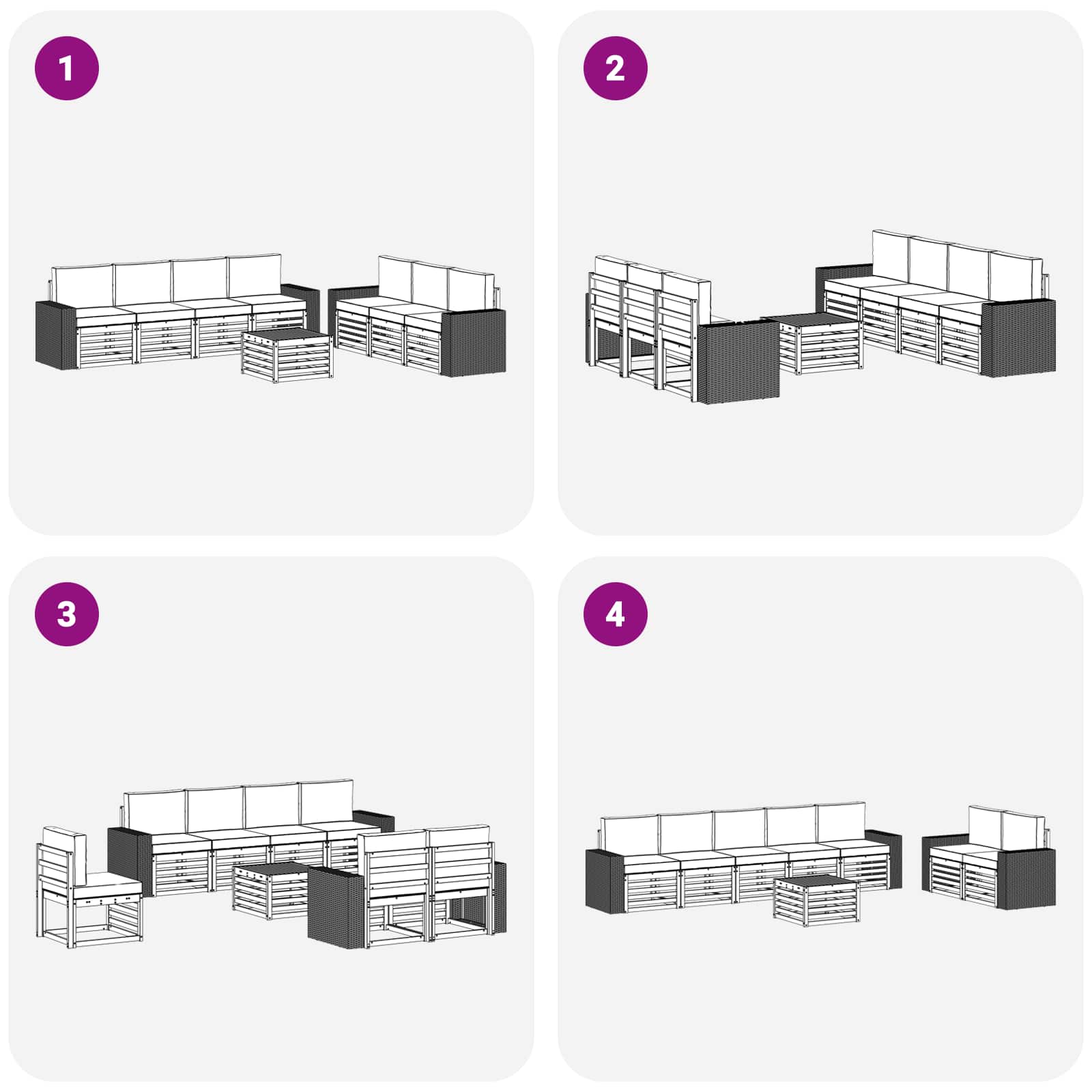 Sofa-Sets met kussen 8 pcs Massief Acaciahout image 5