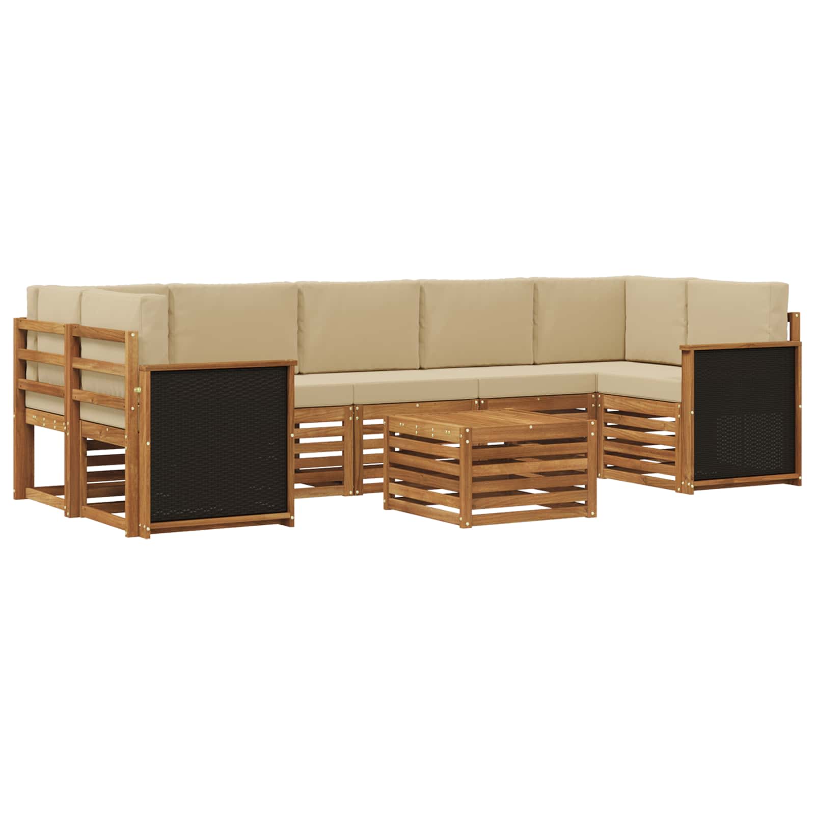 Buiten bankenset 8 pcs Natuurlijk en Beige Massief Acaciahout image 2
