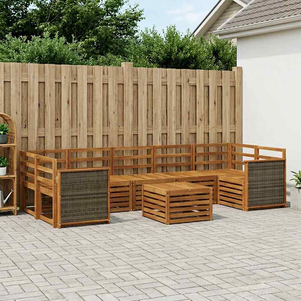 Buiten bankenset 8 pcs Naturel Massief Acaciahout image 1