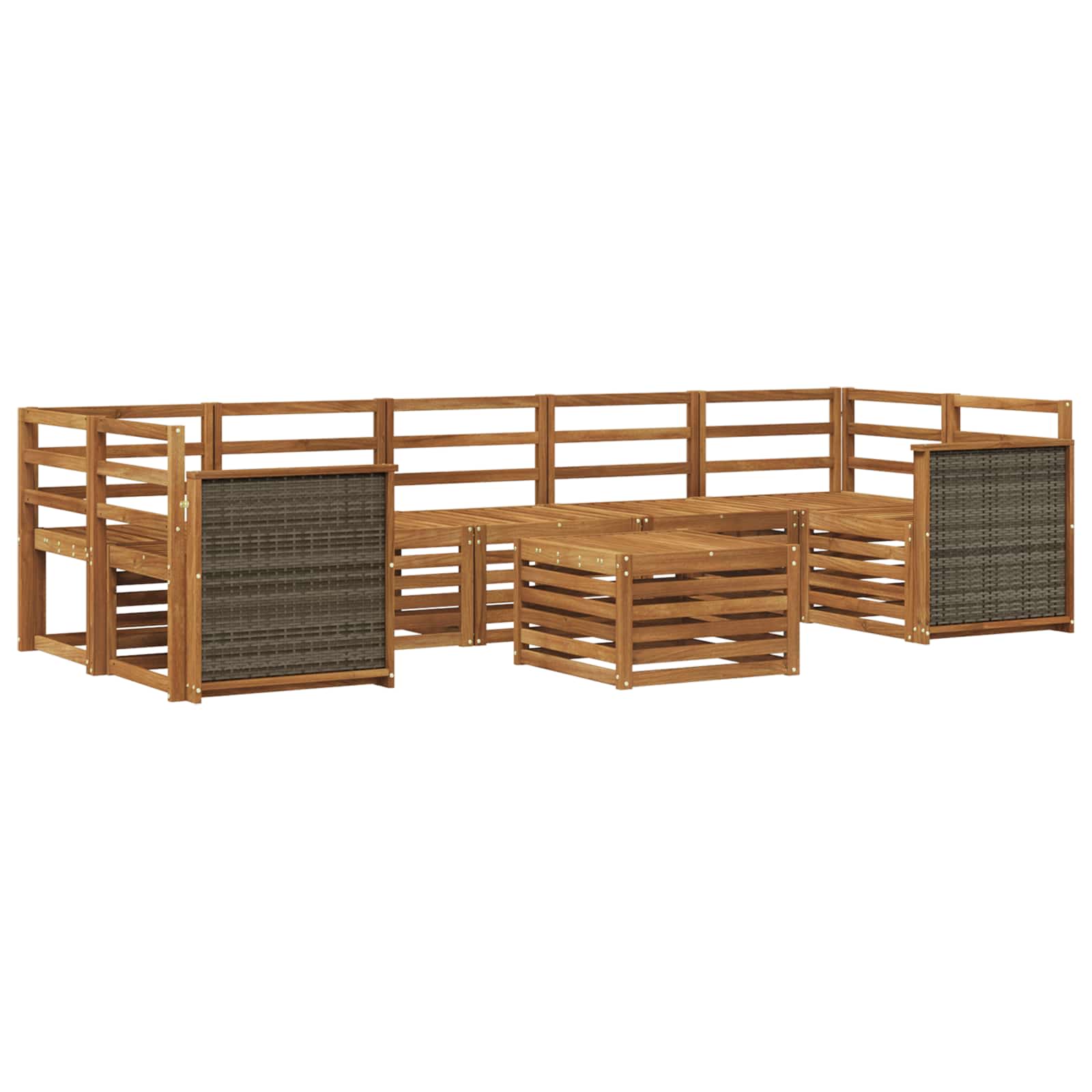 Buiten bankenset 8 pcs Naturel Massief Acaciahout image 2