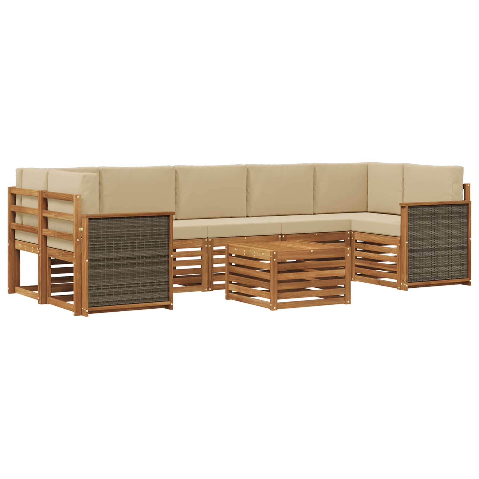Buiten bankenset 8 pcs Natuurlijk en Beige Massief Acaciahout image 2