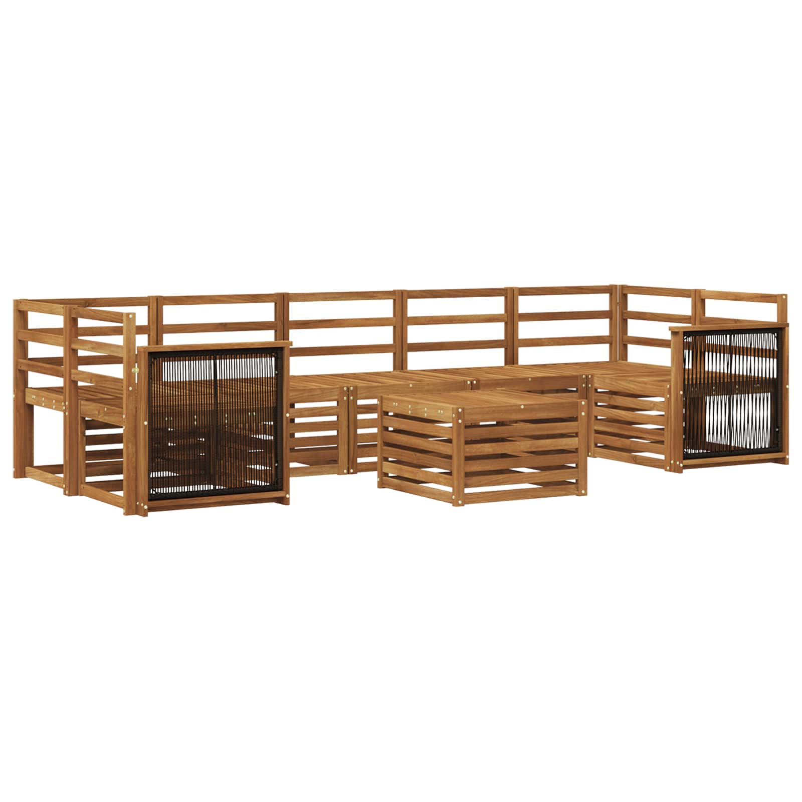 Buiten bankenset 8 pcs Naturel Massief Acaciahout image 2