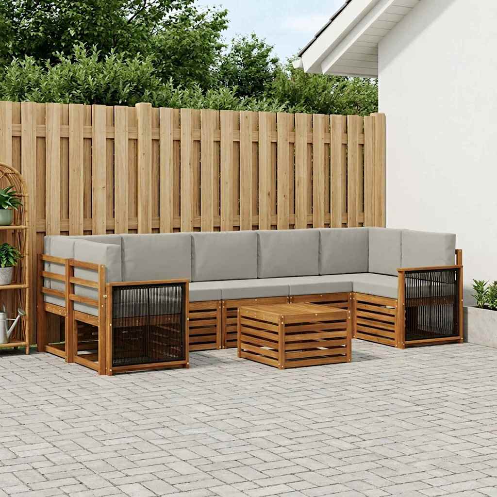 Buiten bankenset 8 pcs Naturel en lichtgrijs Massief Acaciahout image 1