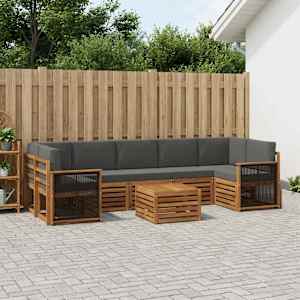 Zunanja garnitura za sedenje 8 pcs Naravna in antracitna