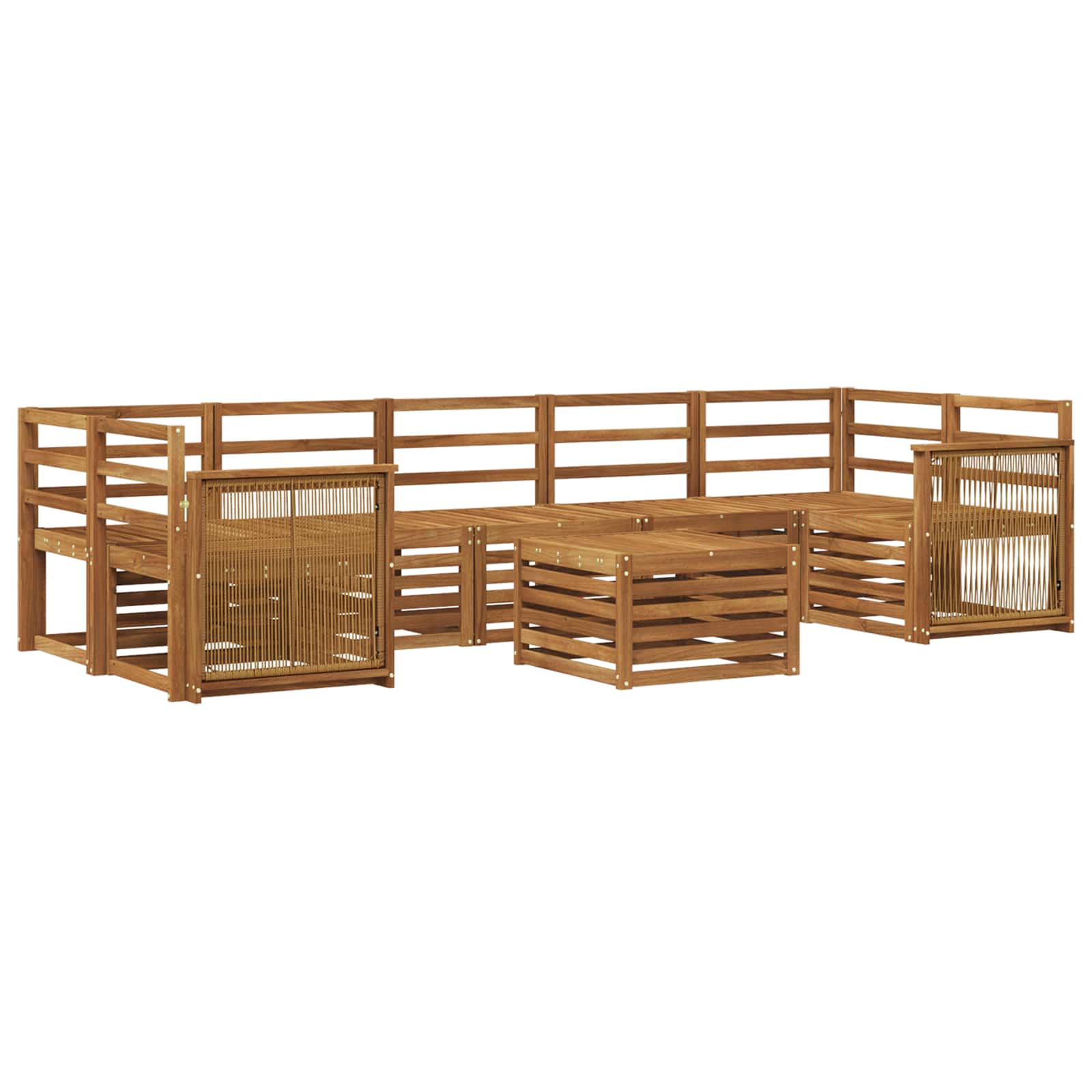 Buiten bankenset 8 pcs Naturel Massief Acaciahout image 2