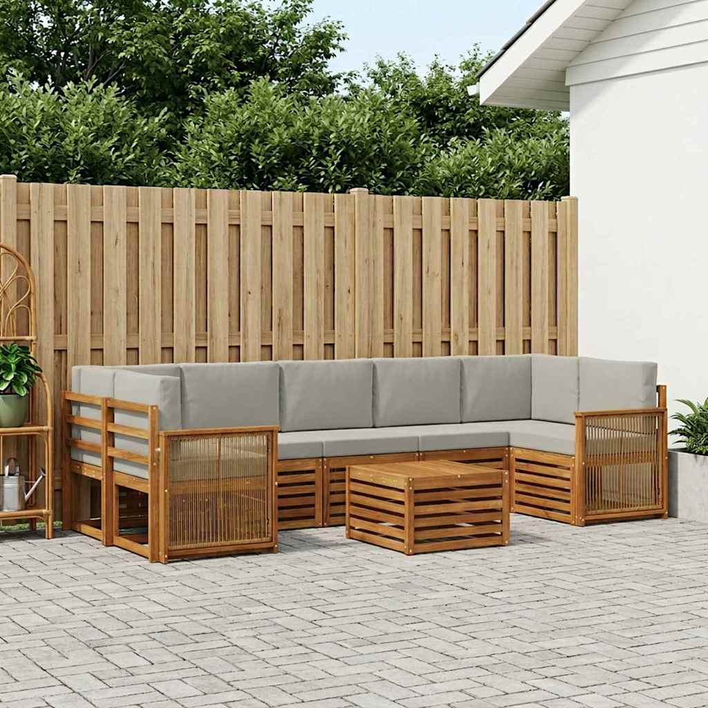 Buiten bankenset 8 pcs Naturel en lichtgrijs Massief Acaciahout image 1