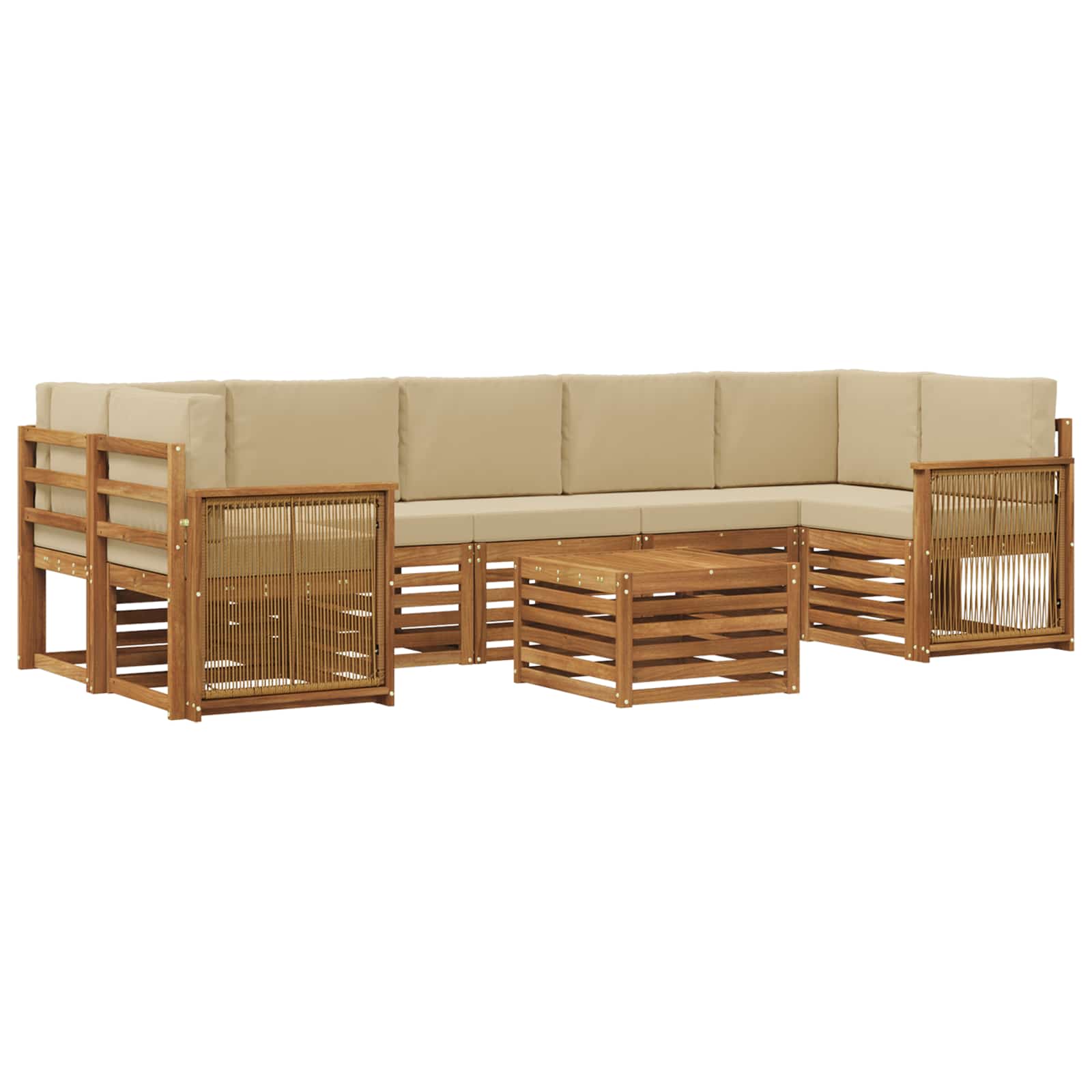 Buiten bankenset 8 pcs Natuurlijk en Beige Massief Acaciahout image 2