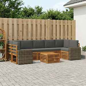 Zunanja garnitura za sedenje 8 pcs Naravna in antracitna