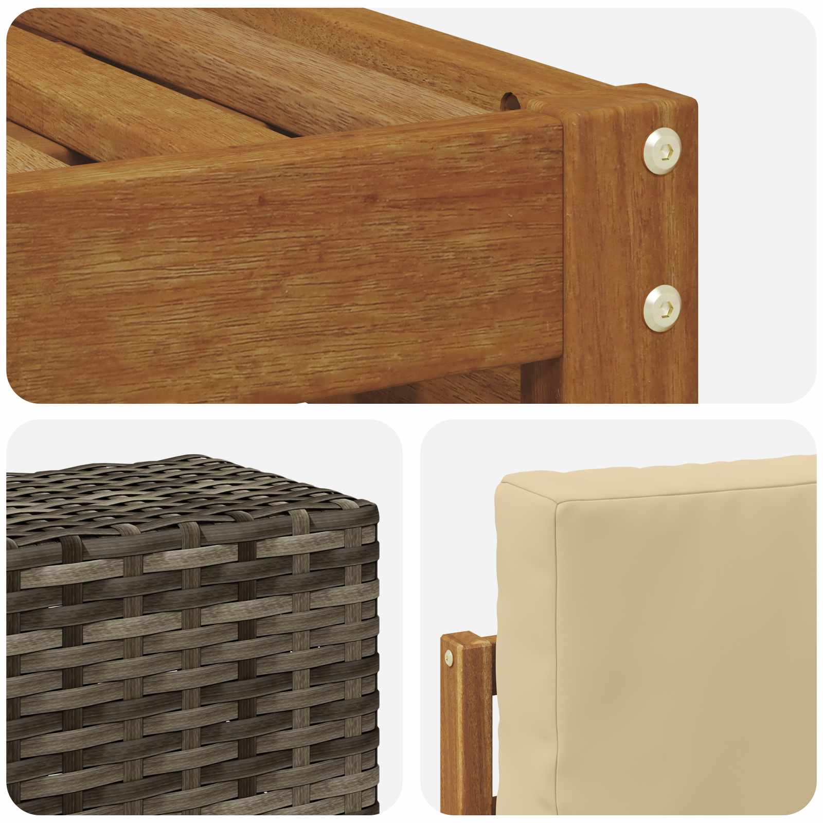 Buiten bankenset 8 pcs Natuurlijk en Beige Massief Acaciahout image 6