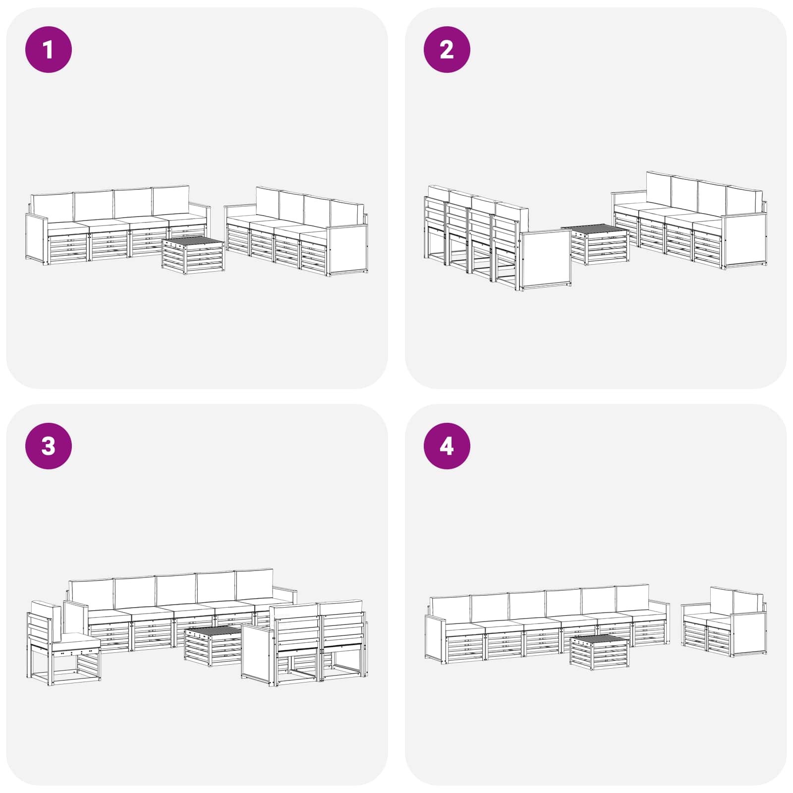 Sofa-Sets met kussen 9 pcs Massief Acaciahout image 5