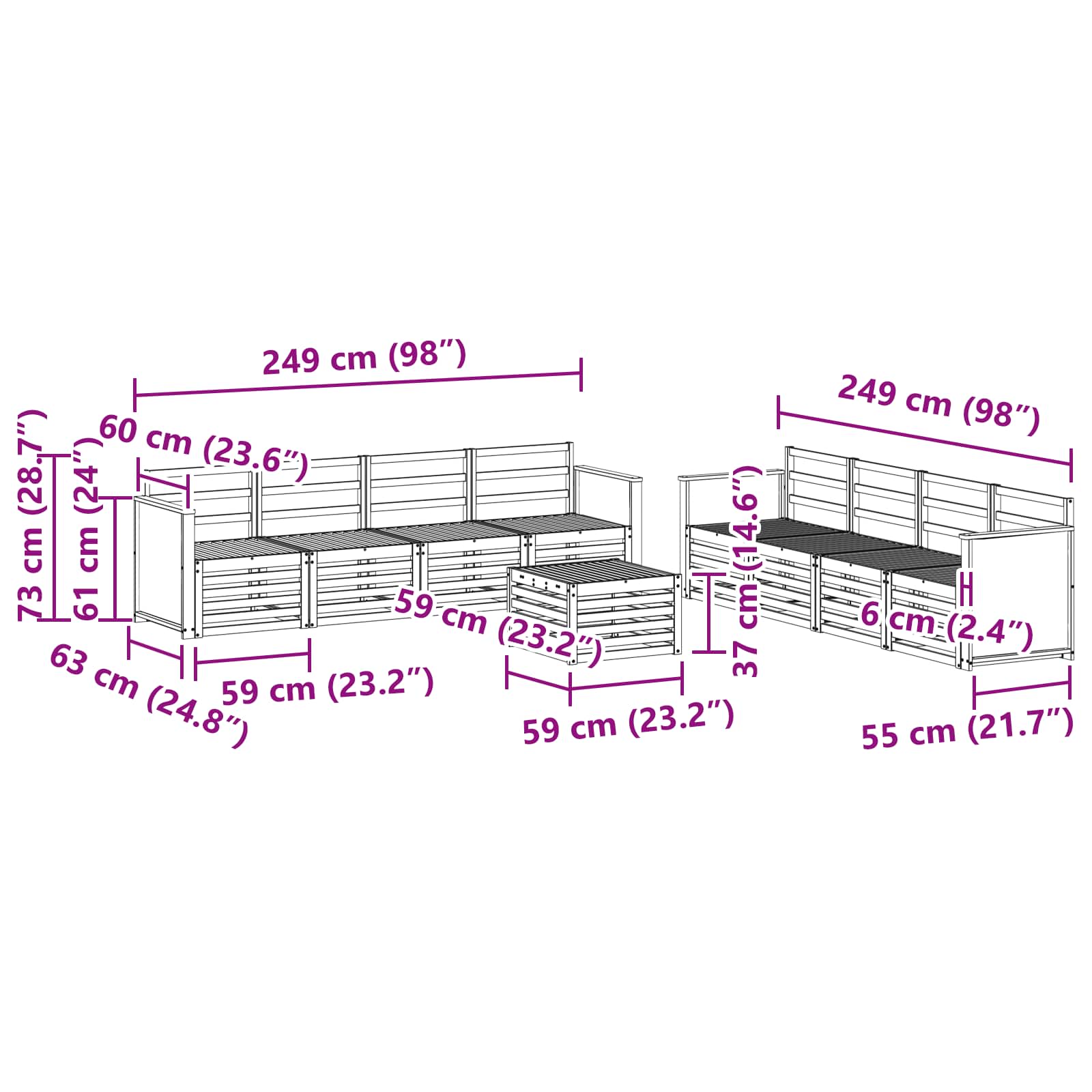 Sofa-Sets 9 pcs Massief Acaciahout image 7