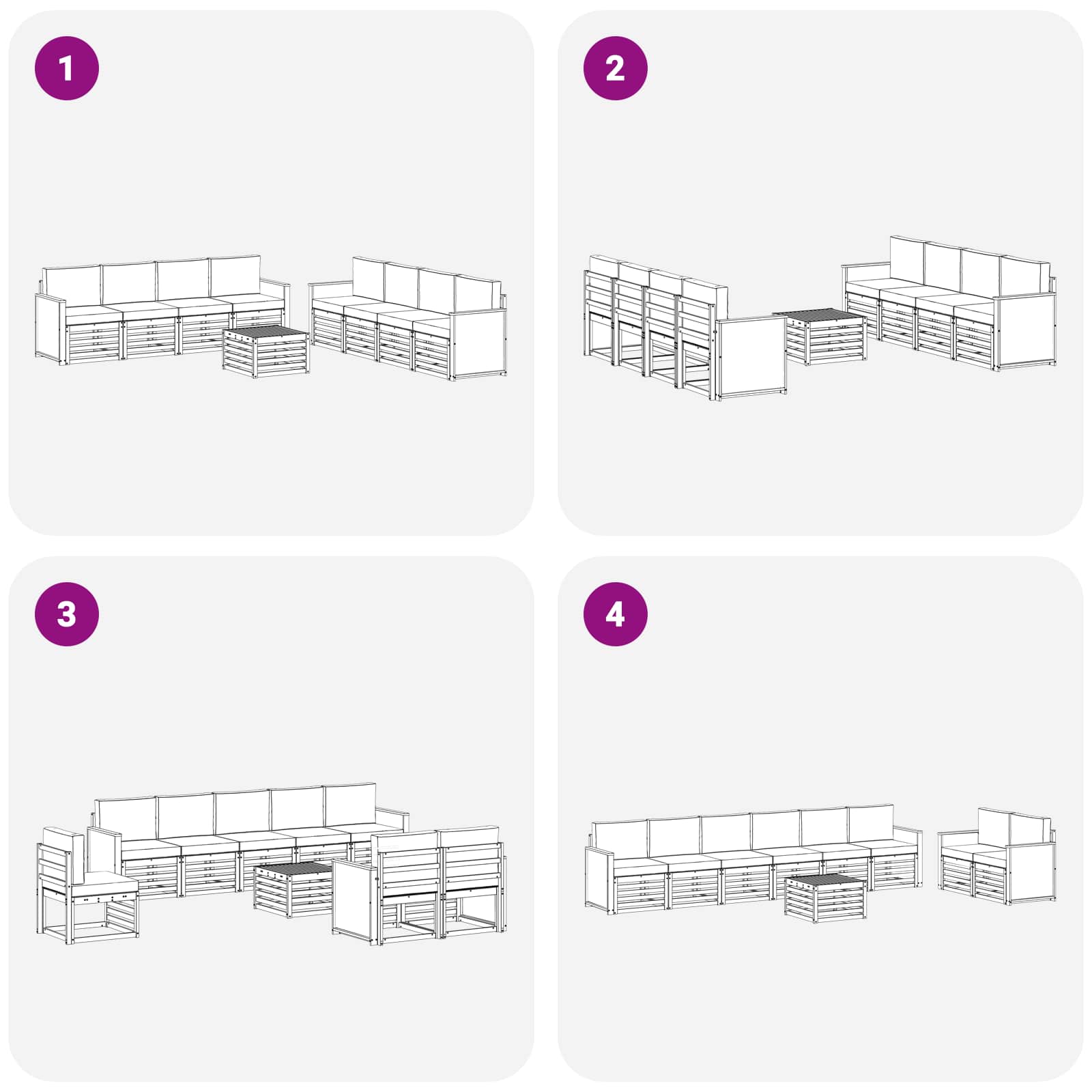 Sofa-Sets met kussen 9 pcs Massief Acaciahout image 5