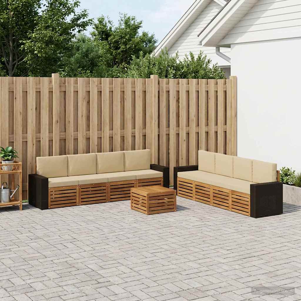 Sedací soupravy s polštářem 9 pcs Masivní akátové dřevo