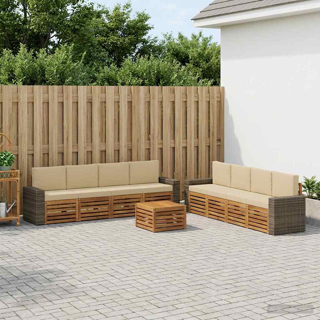 Sedací soupravy s polštářem 9 pcs Masivní akátové dřevo