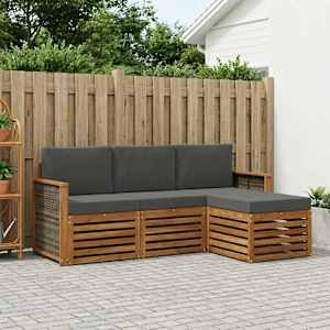 Zunanja garnitura za sedenje 4 pcs Naravna in antracitna
