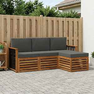 Zunanja garnitura za sedenje 4 pcs Naravna in antracitna