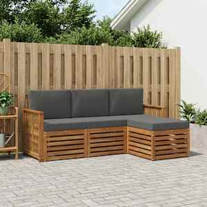 Zunanja garnitura za sedenje 4 pcs Naravna in antracitna