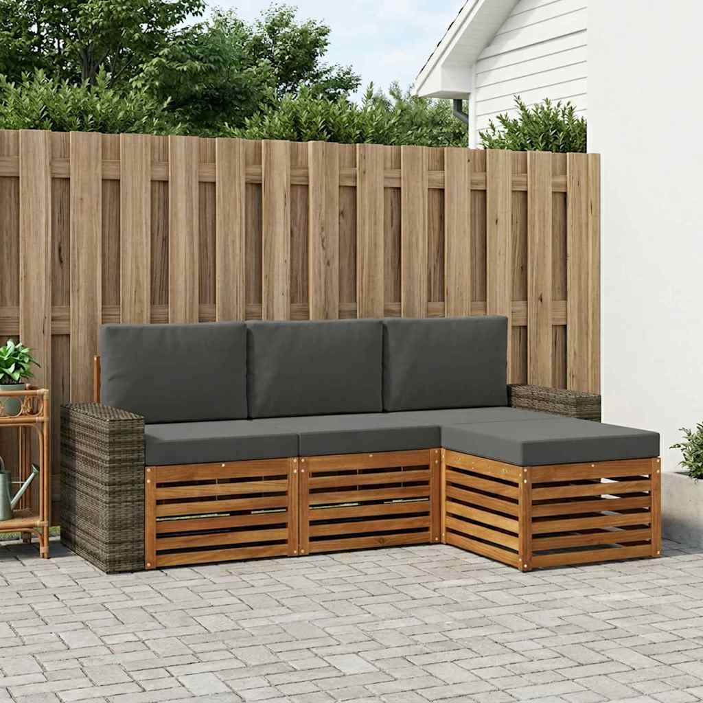 vidaXL Udendørs sofagruppe 4 stk. Naturlig og Antracit