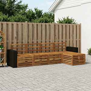 Zunanja garnitura za sedenje 5 pcs Naravna