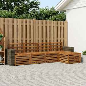 Zunanja garnitura za sedenje 5 pcs Naravna