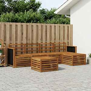 Zunanja garnitura za sedenje 6 pcs Naravna