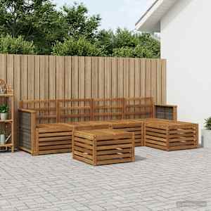 Zunanja garnitura za sedenje 6 pcs Naravna