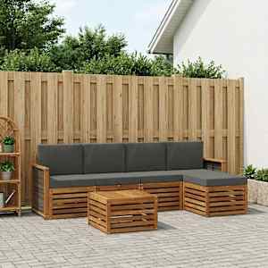Zunanja garnitura za sedenje 6 pcs Naravna in antracitna