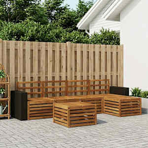 Zunanja garnitura za sedenje 6 pcs Naravna