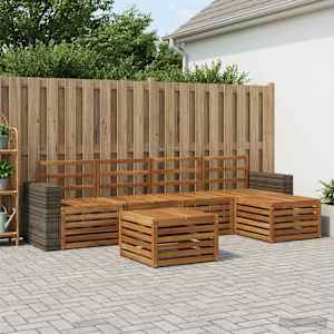 Zunanja garnitura za sedenje 6 pcs Naravna
