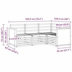 Sedací soupravy 4 pcs Masivní akátové dřevo - obrázek 6