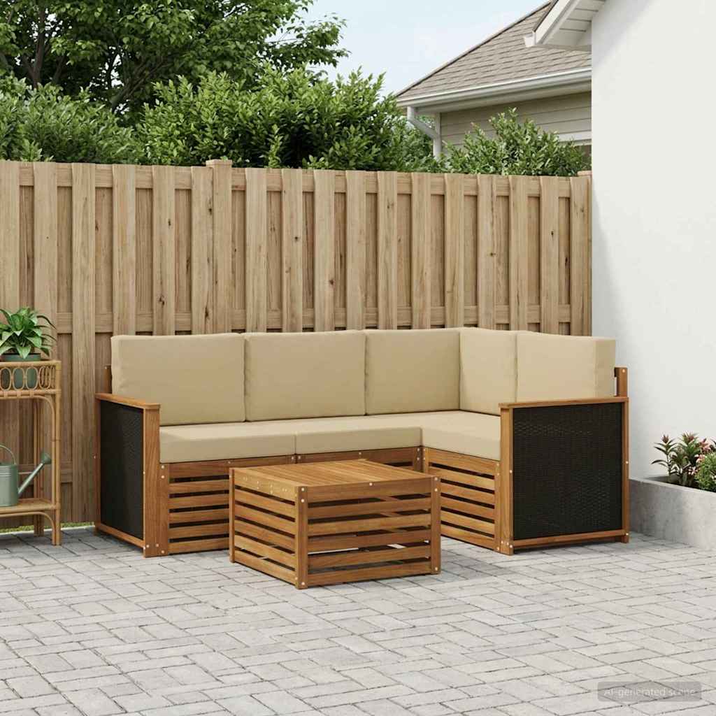 vidaXL Udendørs sofagruppe 5 stk. Naturlig og Beige Polyester