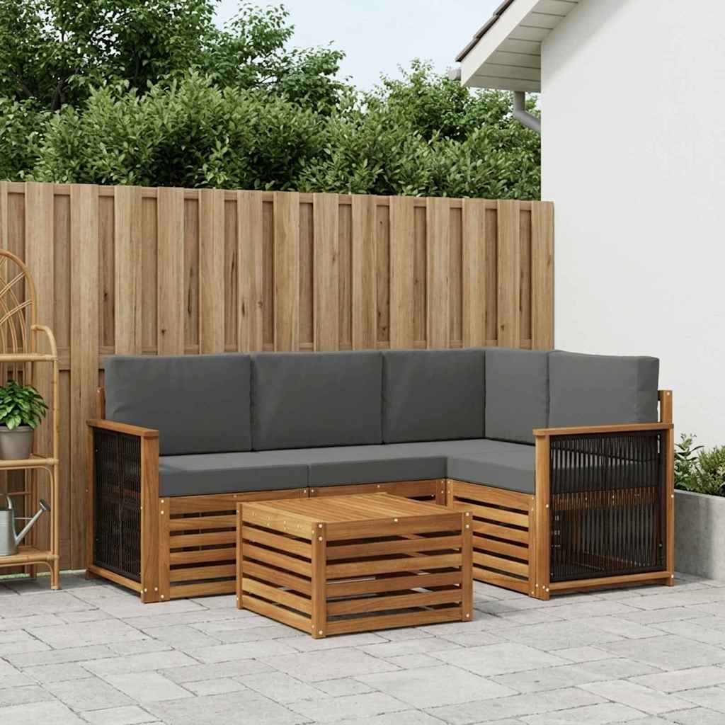 vidaXL Udendørs sofagruppe 5 stk. Naturlig og Antracit Polyester