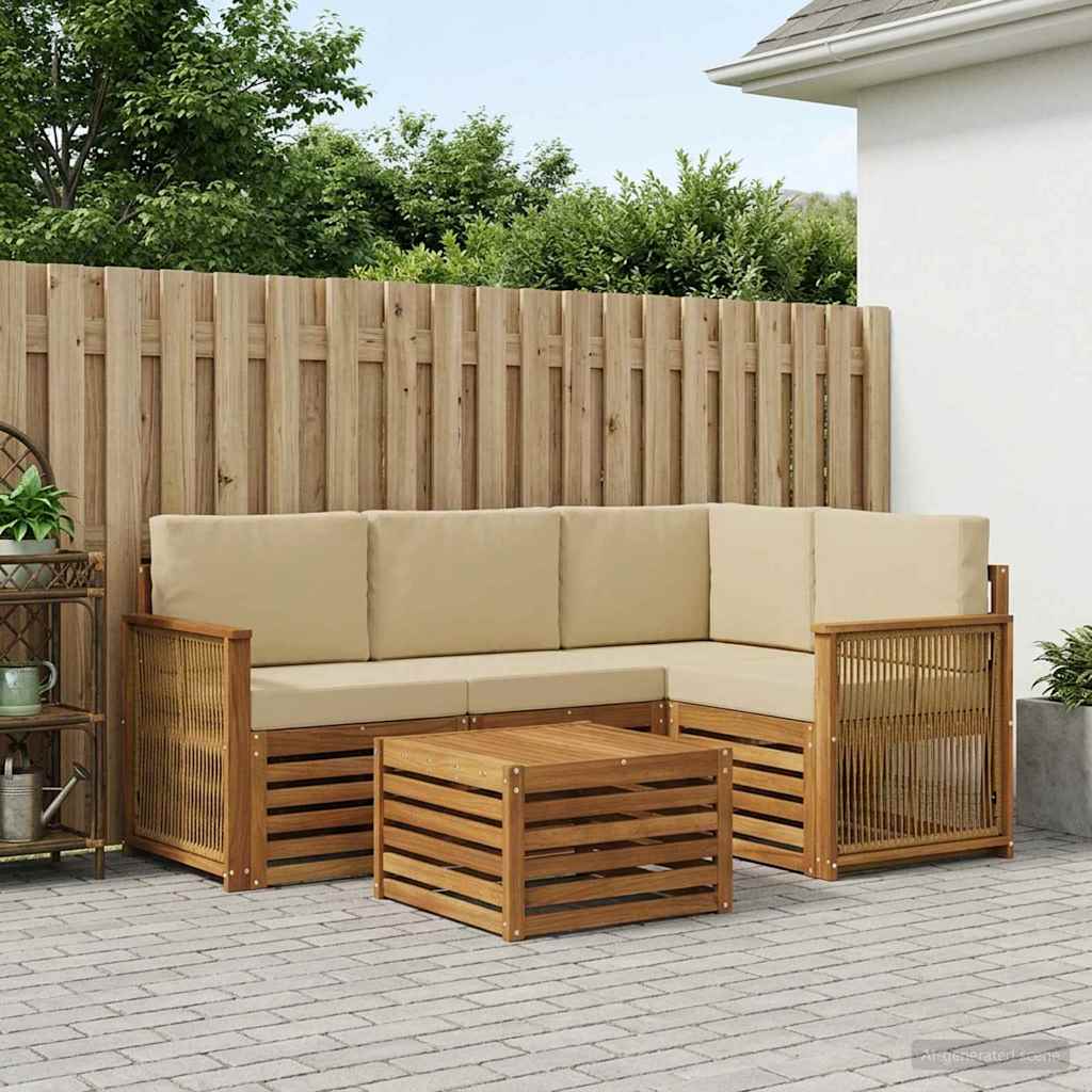 vidaXL Udendørs sofagruppe 5 stk. Naturlig og Beige Polyester