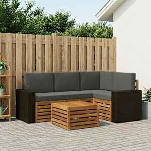 Zunanja garnitura za sedenje 5 pcs Naravna in antracitna