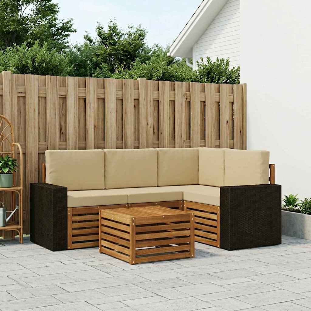vidaXL Udendørs sofagruppe 5 stk. Naturlig og Beige Polyester