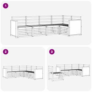 Rohová sofa sada 4 pcs Přírodní Masivní akátové dřevo - obrázek 6